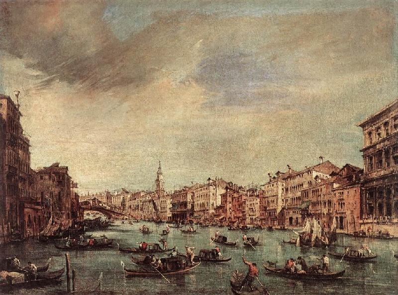 GUARDI, Francesco The Grand Canal, Looking toward the Rialto Bridge sg Spain oil painting art